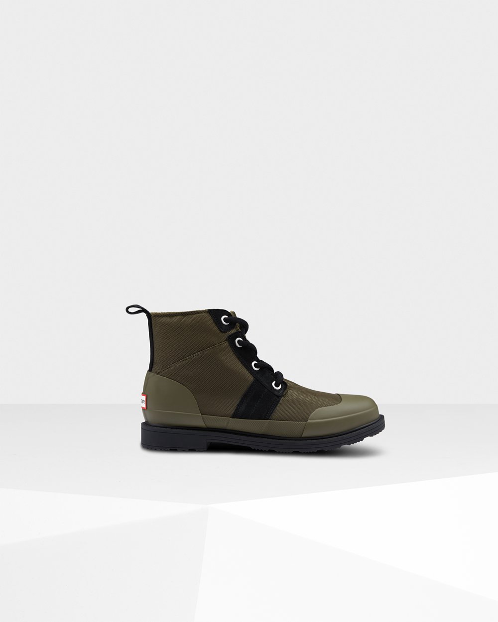 Mens Ankle Boots - Hunter Original Insulated Ankle (68JRISXGH) - Black/Olive